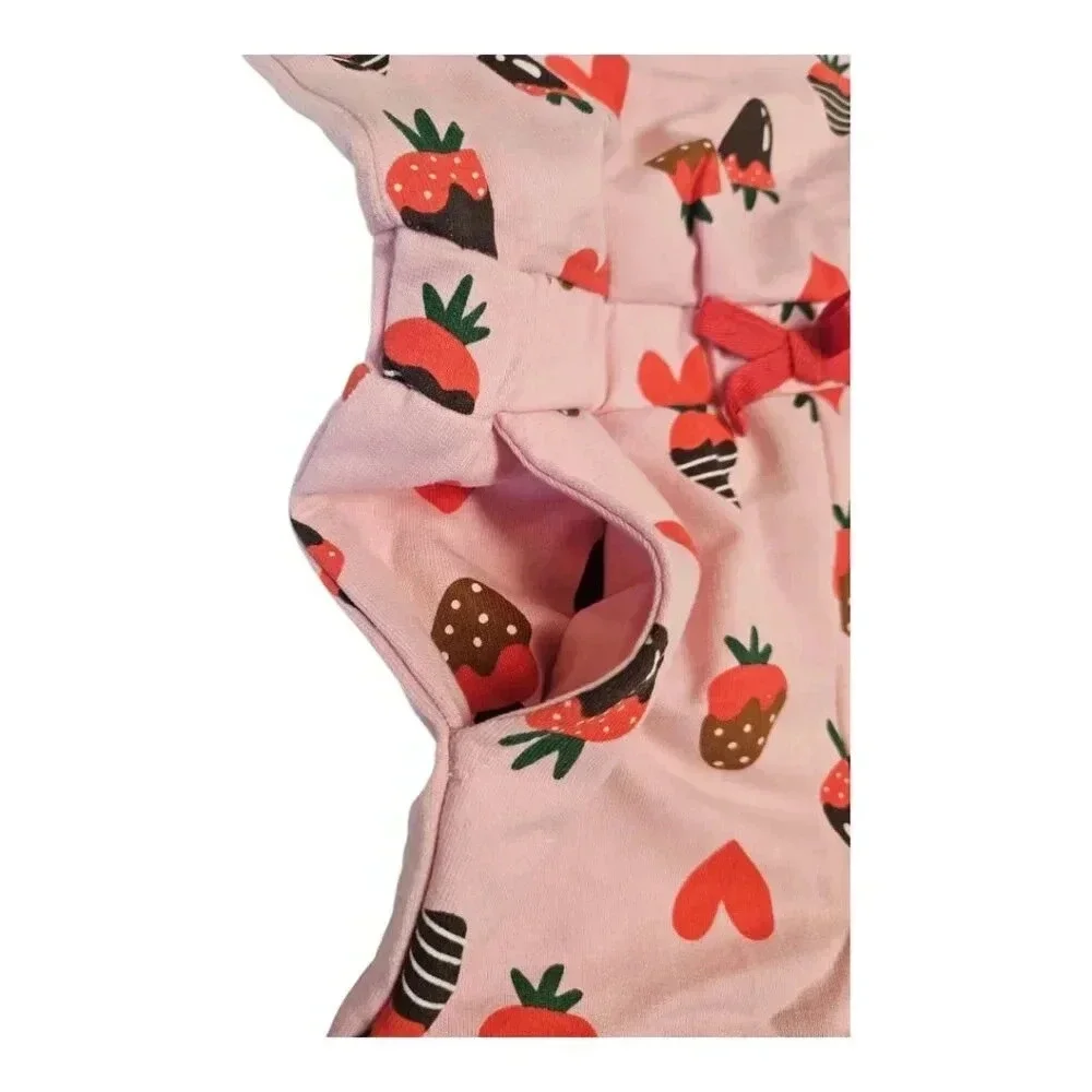 4T Toddler Girls Chocolate Strawberry Romper with Short Sleeves and POCKETS